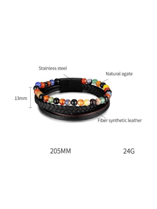Open Sky Stainless steel Artificial Leather Weave Hip Hop Set Bangle 2