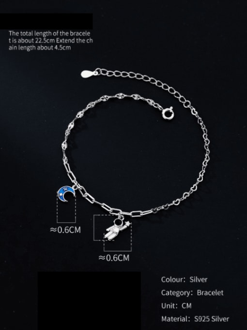 Rosh 925 Sterling Silver Enamel Moon Minimalist Link Bracelet 3
