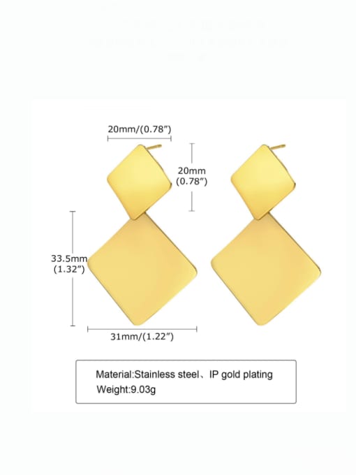 LI MUMU Stainless steel Geometric Minimalist Drop Earring 2