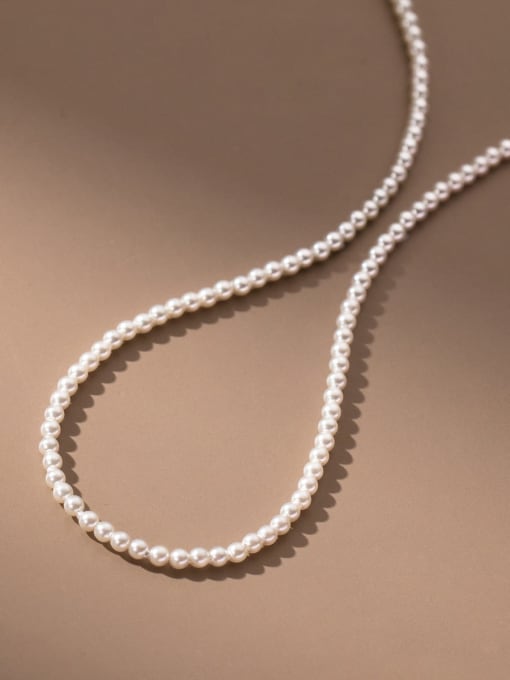 Rosh 925 Sterling Silver Imitation Pearl Geometric Minimalist Beaded Necklace 4