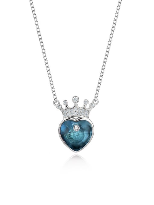 JYXZ 005 (denim) 925 Sterling Silver Austrian Crystal Heart Classic Necklace