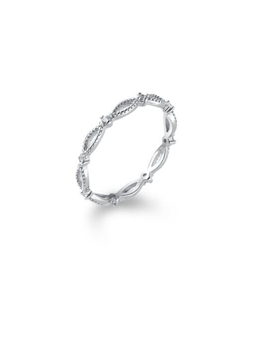 Rosh 925 Sterling Silver With Platinum Plated Simplistic Hollow Geometric Band Rings 0
