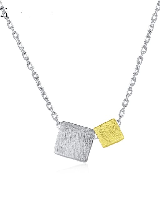 CCUI 925 sterling silver simple Square Pendant Necklace