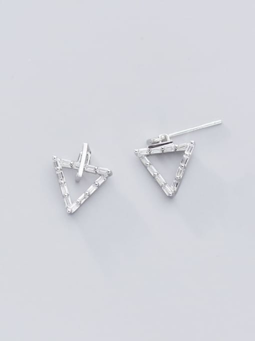 Rosh 925 Sterling Silver Cubic Zirconia  Triangle Minimalist Stud Earring 2