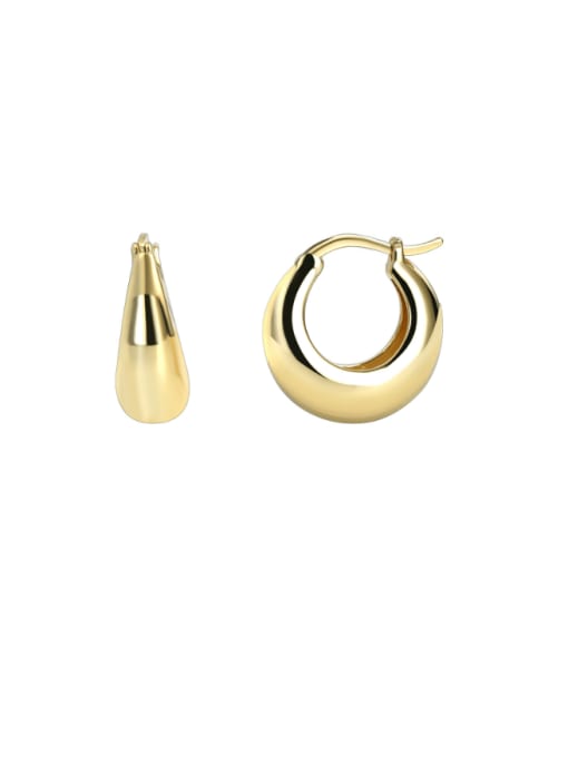 CHARME Brass Smooth Geometric Minimalist Huggie Earring 0