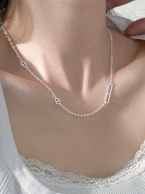 Rosh 925 Sterling Silver Geometric Minimalist Necklace 1