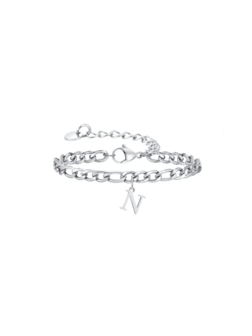 N Stainless steel Letter Hip Hop Link Bracelet