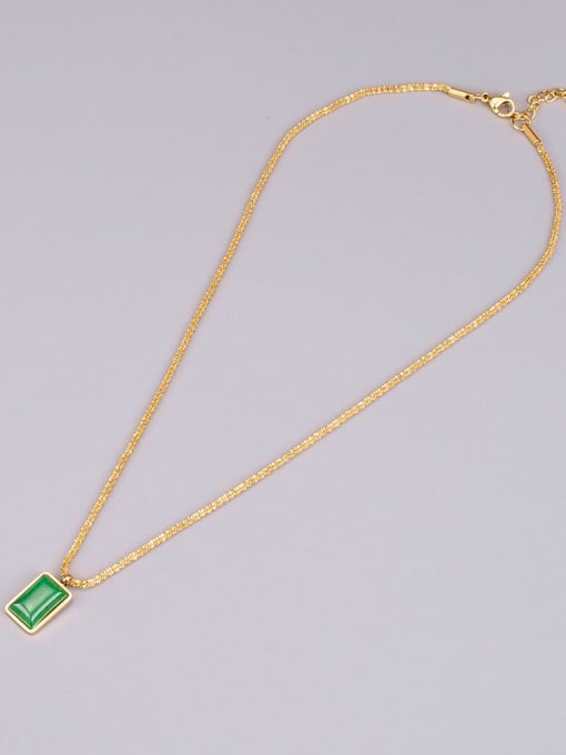 A TEEM Titanium Steel Emerald Geometric Minimalist Necklace 2