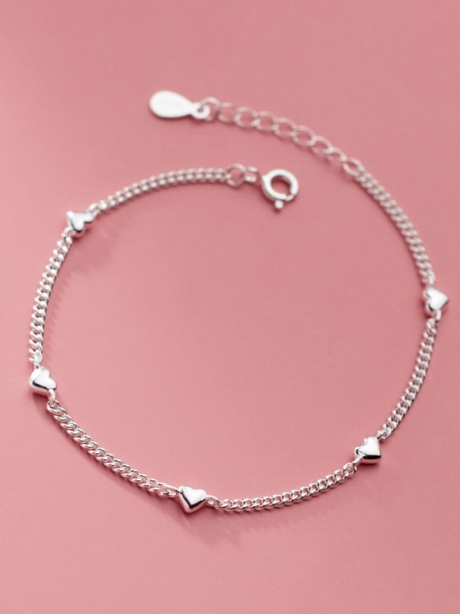 Rosh 925 Sterling Silver Heart Minimalist Link Bracelet 0