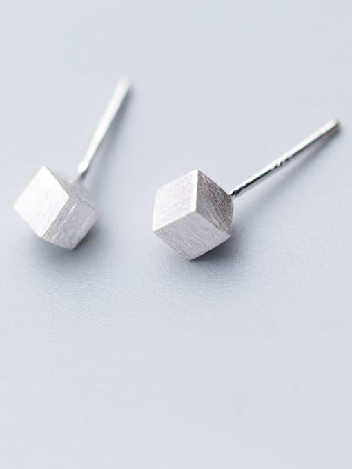 Rosh 925 Sterling Silver smooth Square Minimalist Stud Earring 1