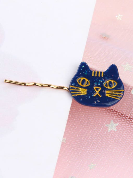 blue Alloy Cellulose Acetate Cute Cat  Hair Pin
