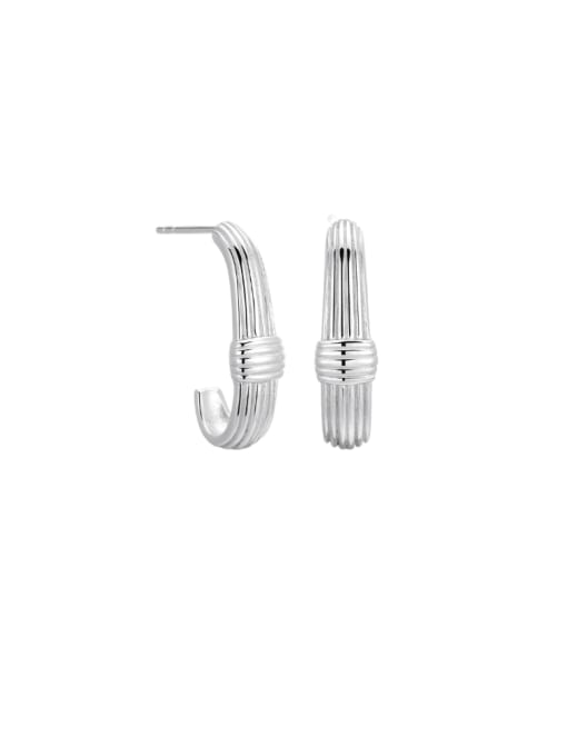 White gold 925 Sterling Silver Geometric Vintage Stud Earring