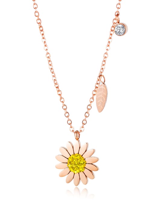 rose gold plated necklace Titanium Flower Minimalist  pendant Necklace