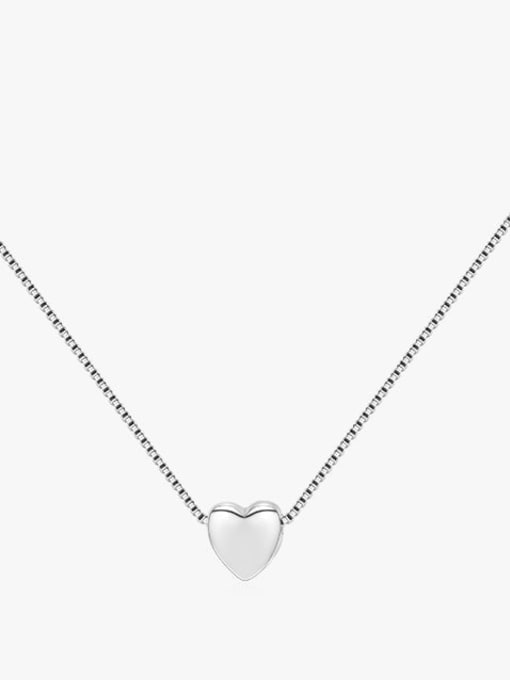 MODN 925 Sterling Silver  Minimalist Smotth Heart Pendant Necklace 4