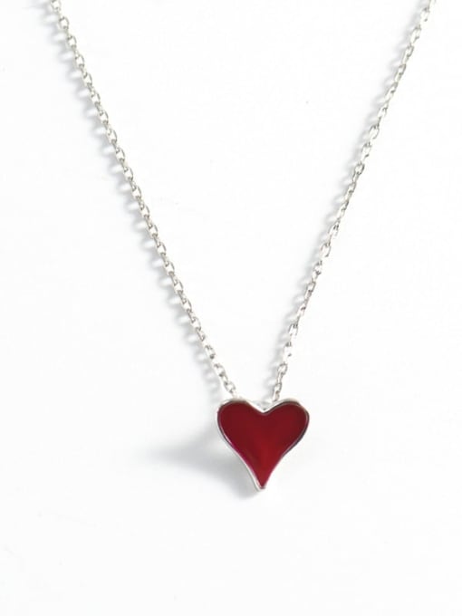 XBOX 925 Sterling Silver Enamel Heart Minimalist  Pendant Necklace 3