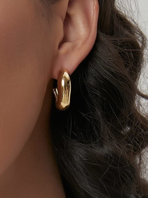CHARME Brass Smooth Geometric Minimalist Stud Earring 1