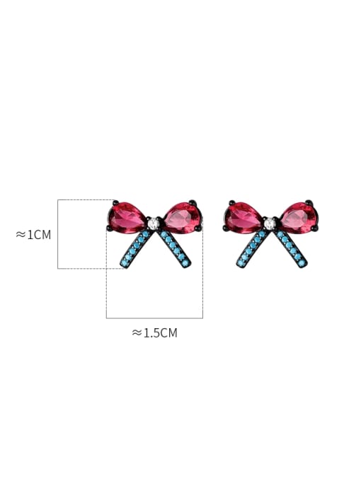 Rosh 925 Sterling Silver Cubic Zirconia Bowknot Dainty Stud Earring 3