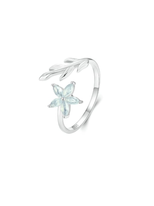 Jare 925 Sterling Silver Cubic Zirconia Flower Dainty Band Ring 0