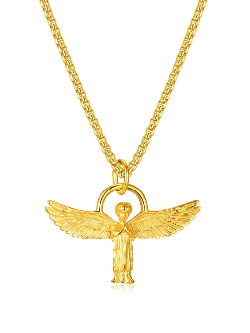 GX2285J Single Pendant Gold Stainless steel Angel Hip Hop Necklace