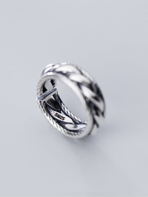 Rosh 925 Sterling Silver Retro spiral multilayer glossy Free Size Ring 0