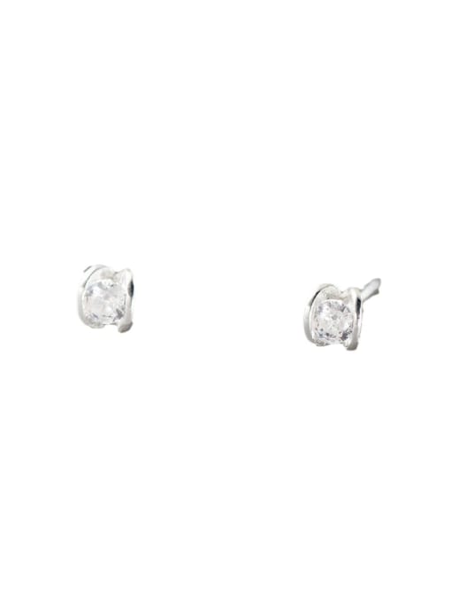 Rosh 925 Sterling Silver Cubic Zirconia Irregular Dainty Stud Earring 4