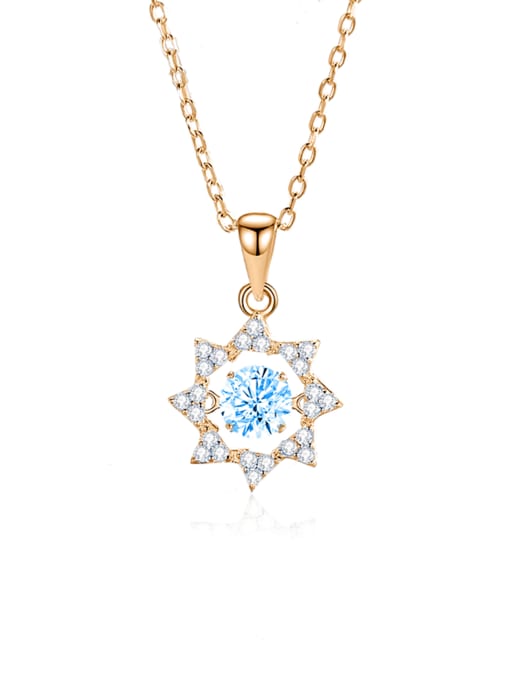 FDTD 029 Zircon Blue Diamond Rose Gold 925 Sterling Silver Moissanite Eight- Pointed Star Dainty Necklace