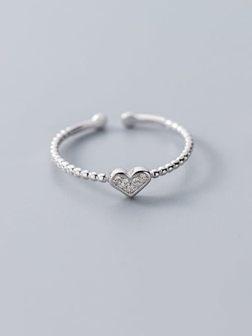 Rosh 925 Sterling Silver Cubic Zirconia  Heart Minimalist Free Size Ring