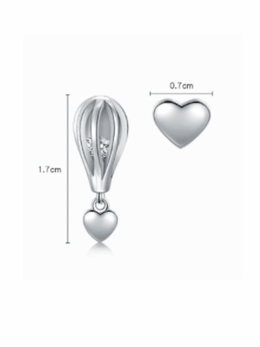 MODN 925 Sterling Silver Asymmetrical Heart Balloon Classic Stud Earring 2