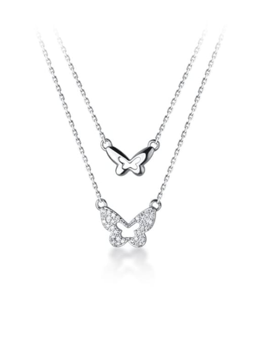 Rosh 925 Sterling Silver Cubic Zirconia Butterfly Minimalist Multi Strand Necklace 4