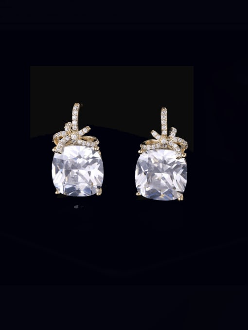 Luxu Brass Cubic Zirconia Geometric Luxury Stud Earring 3
