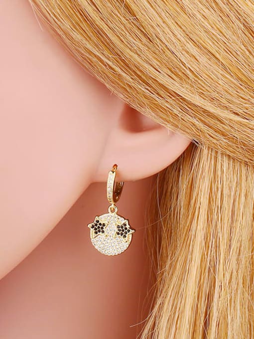 CC Brass Cubic Zirconia Star Vintage Huggie Earring 1