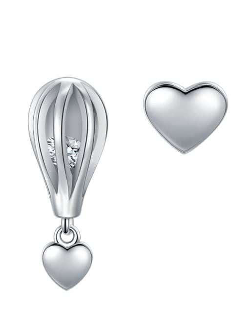 MODN 925 Sterling Silver Asymmetrical Heart Balloon Classic Stud Earring 0