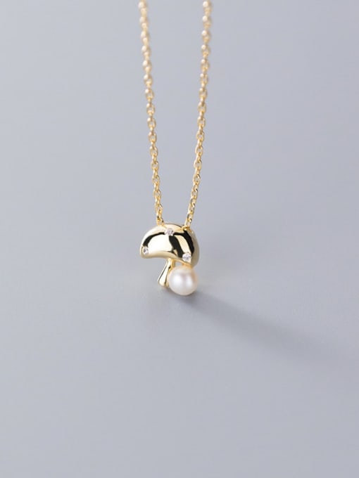 Rosh 925 Sterling Silve Fashion cute mushroom imitation pearl chain
