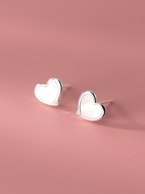 Rosh 925 Sterling Silver Shell Heart Minimalist Stud Earring 0