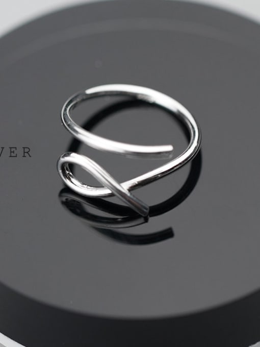 Rosh 925 Sterling Silver Hollow Irregular Minimalist Free Size  Ring 0