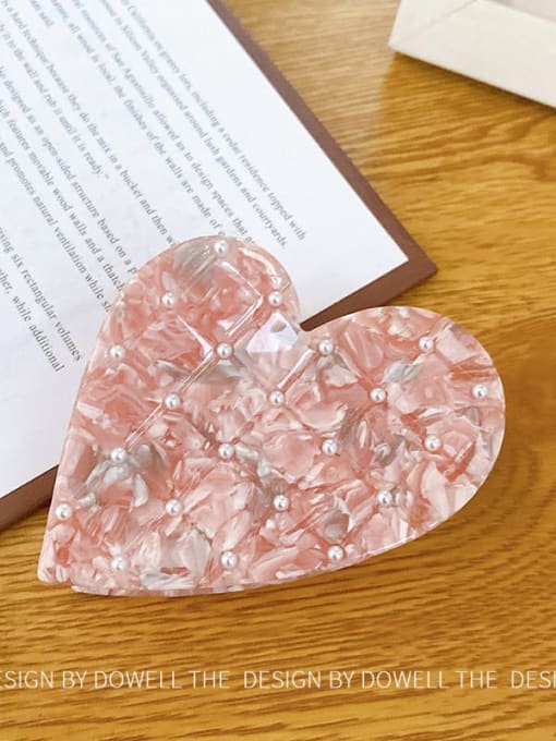 Korean pink 9cm Cellulose Acetate Trend Heart Alloy Multi Color Jaw Hair Claw