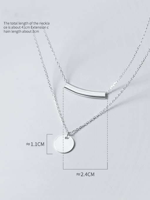 Rosh 925 Sterling Silver Geometric Minimalist Multi Strand Necklace 3