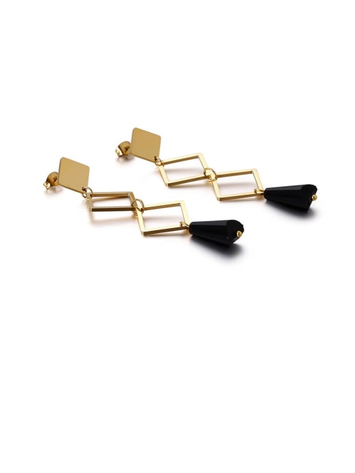 gold black Titanium Hollow Geometric Minimalist Drop Earring