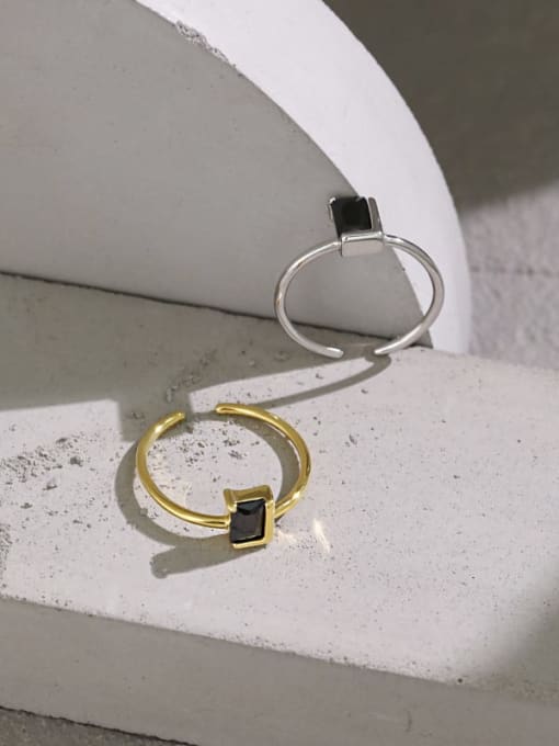 DAKA 925 Sterling Silver Cubic Zirconia Geometric Minimalist Band Ring 1
