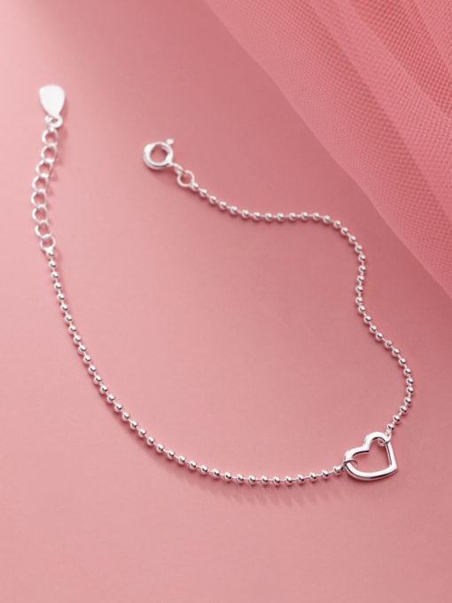 Rosh 925 Sterling Silver Heart Minimalist Beaded Bracelet 2