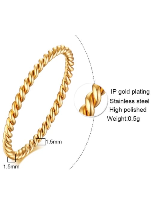 Gold 4S Stainless steel Rhinestone Geometric Minimalist Band Ring