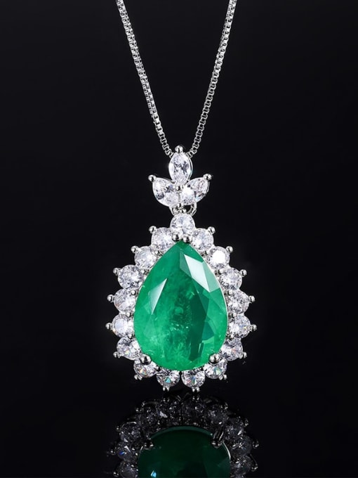 Emerald pendant Brass Cubic Zirconia Water Drop Luxury Pendant