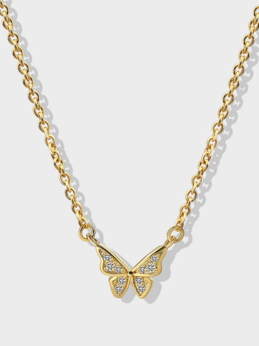 CHARME Brass Cubic Zirconia Butterfly Vintage Necklace 0
