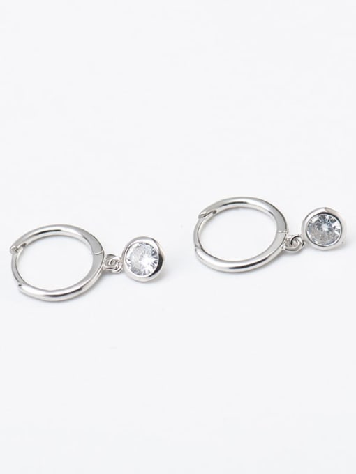 XBOX 925 Sterling Silver Rhinestone Round Minimalist Huggie Earring 3