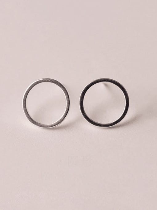 Round Earrings C10 925 Sterling Silver Geometric Minimalist Stud Earring