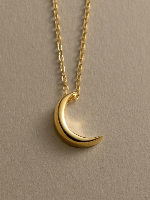 Rosh 925 Sterling Silver Moon Minimalist Necklace