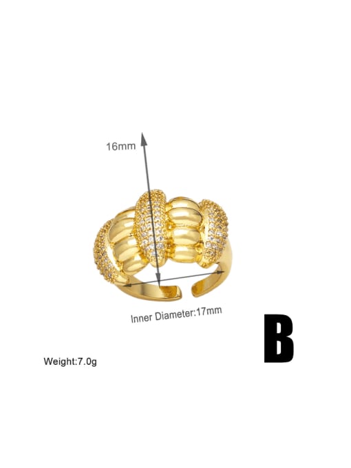 B Brass Cubic Zirconia Geometric Hip Hop Stackable Ring