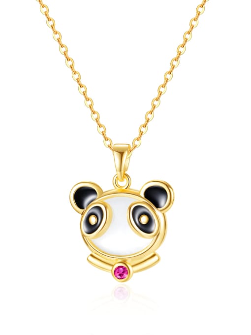 077 Steel Chain Copper Pendant Titanium Steel Cats Eye Panda Cute Necklace