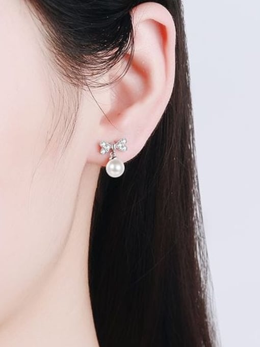 MOISS 925 Sterling Silver Moissanite Bowknot Dainty Stud Earring 1