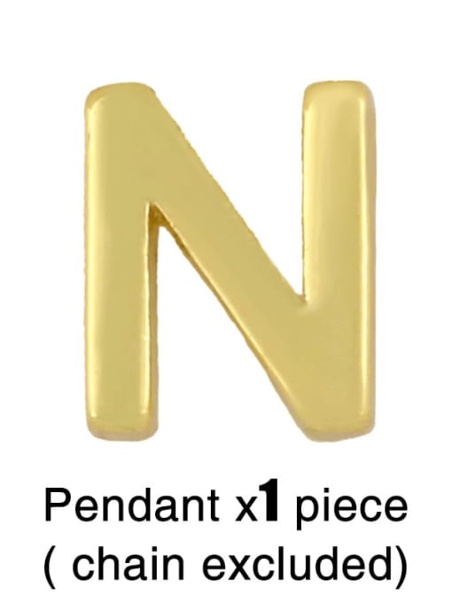 N (without chain) Brass Smooth Minimalist Letter Pendant